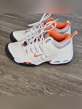 B7 Nike Air ZOOM 2004 Vtg Mens US8 White Gray Orange Sneaker Lace Up 30576419100